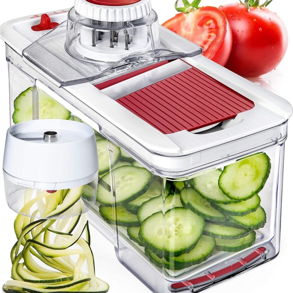 Red and White Vegetable Slicer, Used Once